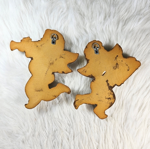 Vintage Gold Hard Foam Musical Cupid Wall Plaques Set Of 2 Hollywood Regency - Picture 2 of 4